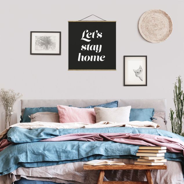 Tableaux modernes Let's stay home Typographie