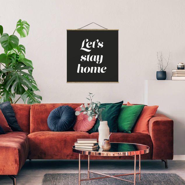 Tableaux famille Let's stay home Typographie