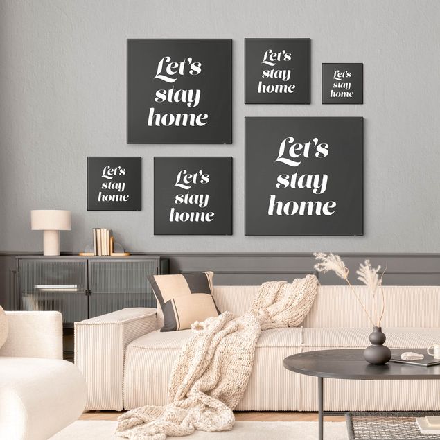 Tableaux muraux Let's stay home typographie