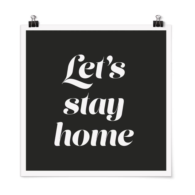 Tableau famille Let's stay home Typographie