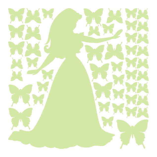 Stickers muraux princesse Lot de stickers muraux princesse papillon