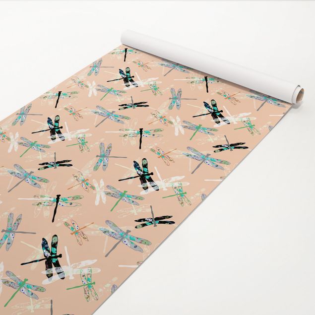 papier peint graphique Dragonfly On Peach- Roll