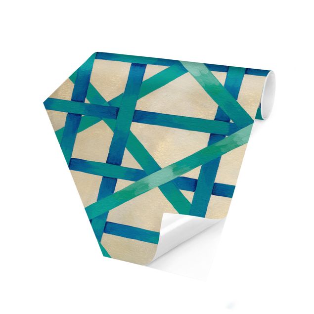 Papier peint panoramique hexagonal Ruban et lumière bleus