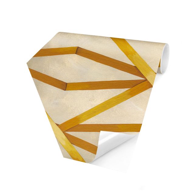 Papiers peintspanoramique hexagonal Ruban et lumière jaune