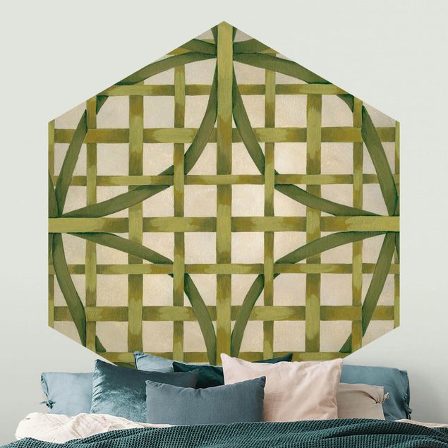 Papier peint motif geometrique Ruban et lumière verte