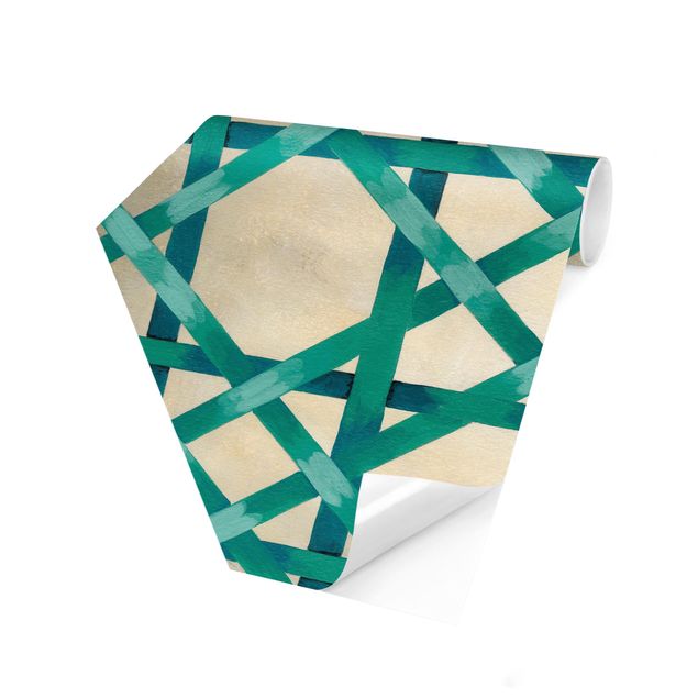 Papiers peintspanoramique hexagonal Ruban et lumière turquoise