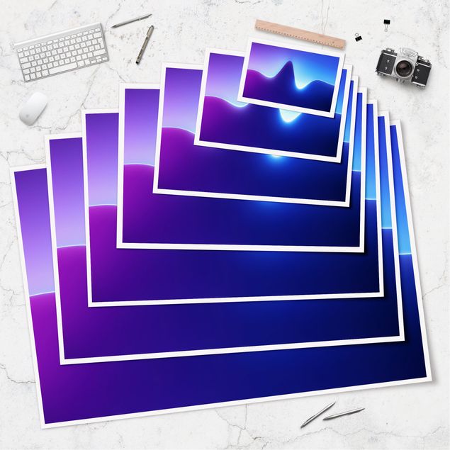 Poster reproduction - Light Wave On Blue