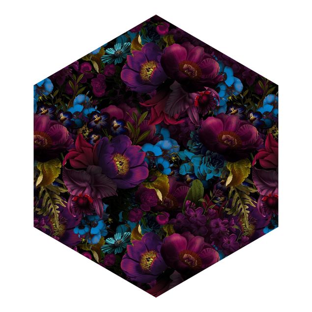 papier peint xxl Fleurs violettes et fleurs bleues