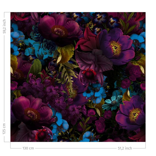 rideaux modernes Purple Blossoms With Blue Flowers