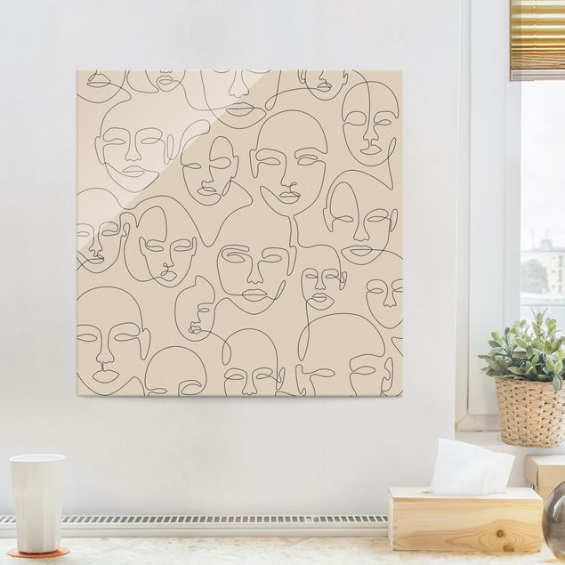 Tableau moderne Line Art - Beauty Portraits In Beige