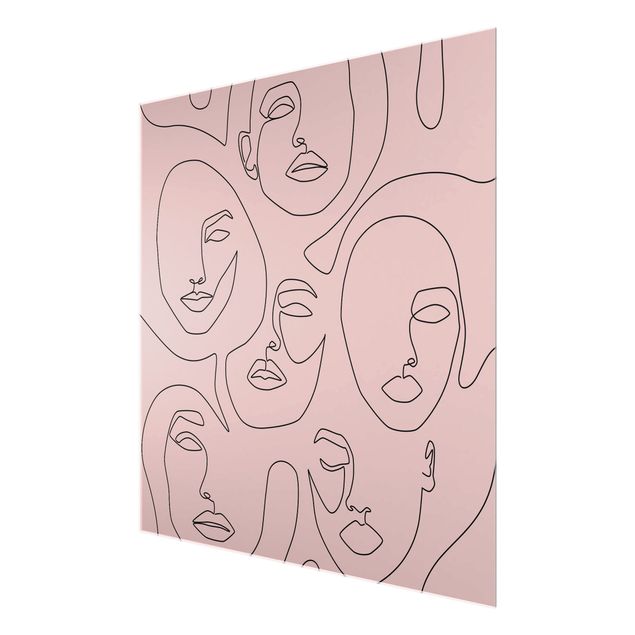 Tableaux en verre magnétique Line Art - Beauty Portraits In Blush Rose