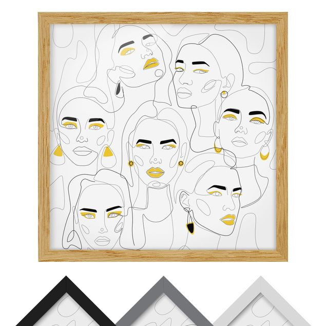 Poster encadré - Line Art - Beauty Portraits In Lemon