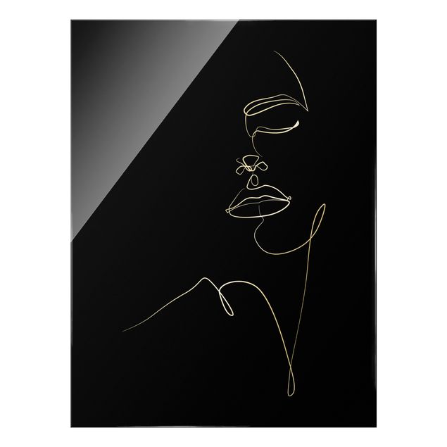Tableaux muraux Line Art - Visage de femme Floral Noir