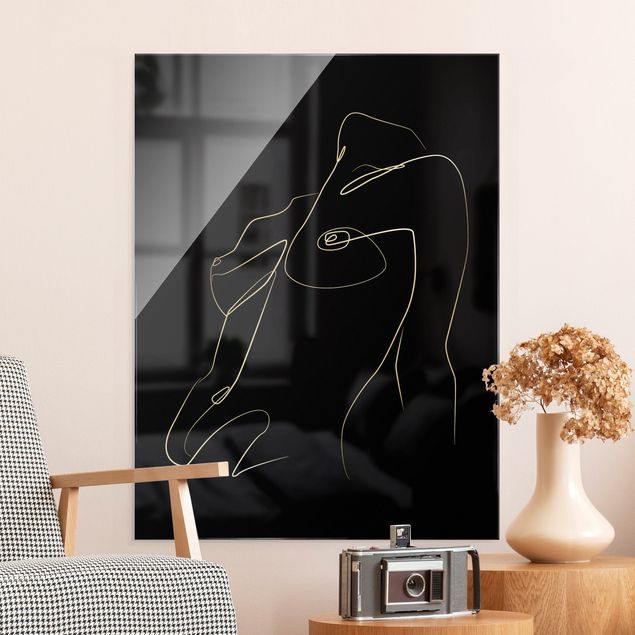 Tableaux moderne Line Art - Buste de femme Noir