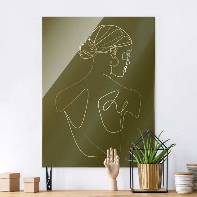 Déco murale cuisine Line Art - Dos de femme vert