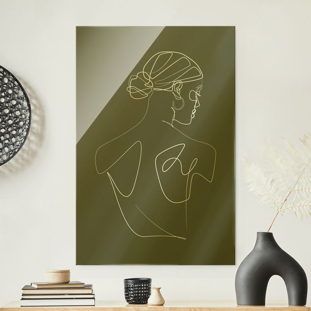 Tableau moderne Line Art - Dos de femme vert