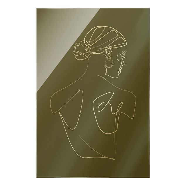 Tableau décoration Line Art - Dos de femme vert