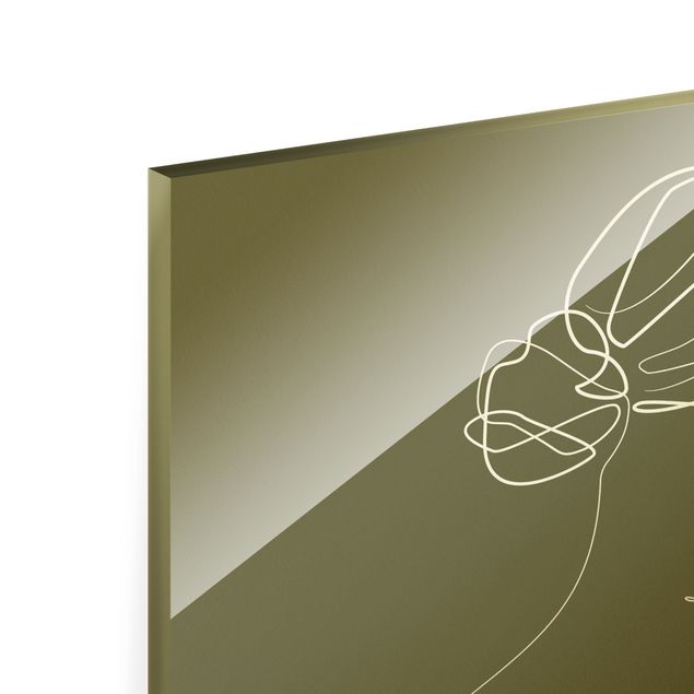 Tableaux en verre magnétique Line Art - Dos de femme vert