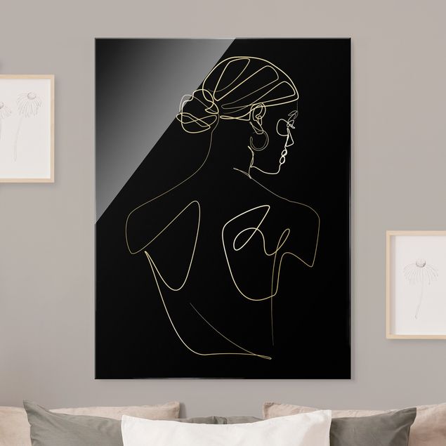 Tableau moderne Line Art - Dos de femme Noir