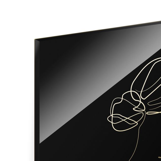 Tableaux en verre magnétique Line Art - Dos de femme Noir