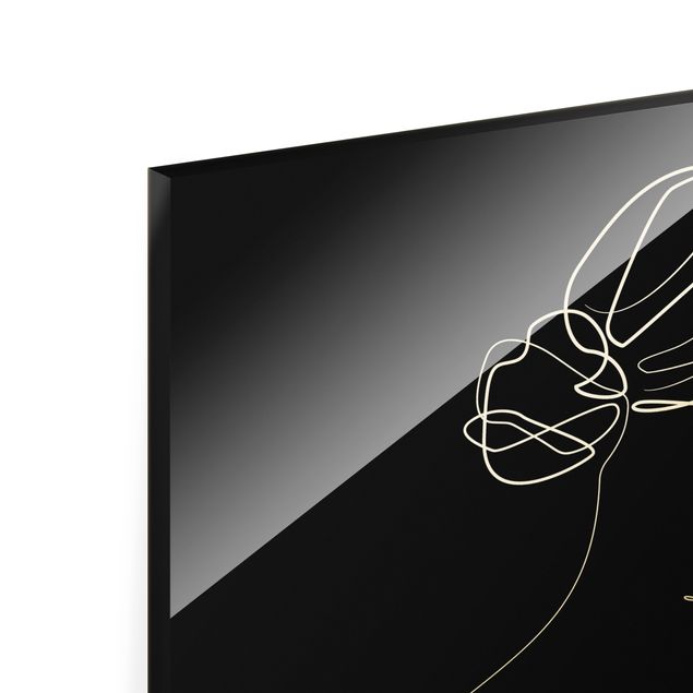 Tableaux en verre magnétique Line Art - Dos de femme Noir