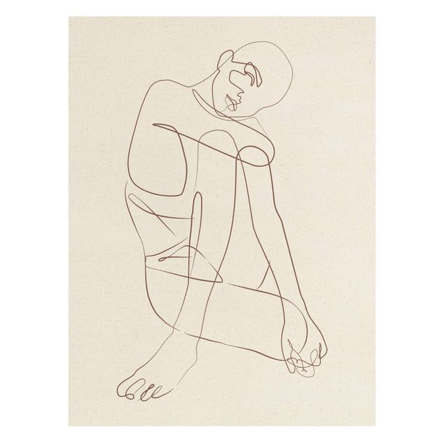Tableau sur toile naturel - Line Art - Woman Sitting - Format portrait 3:4