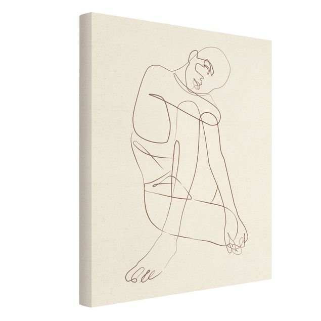 Tableau sur toile naturel - Line Art - Woman Sitting - Format portrait 3:4