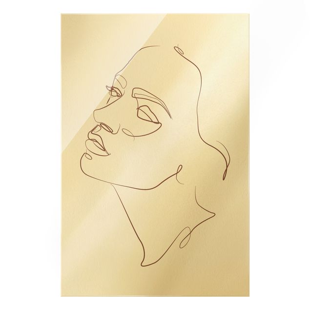 Tableaux en verre magnétique Line Art - Visage de femme rêvant