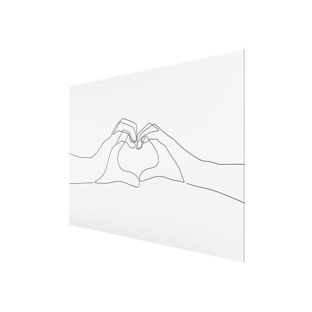 Tableaux en verre magnétique Line Art - Heart-shaped Hands