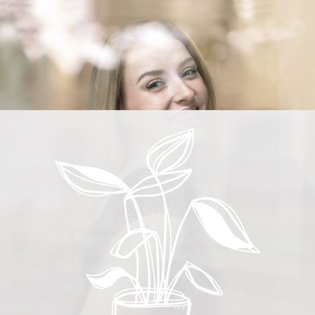 Film pour fenêtres - Line Art - Small Potted Plant