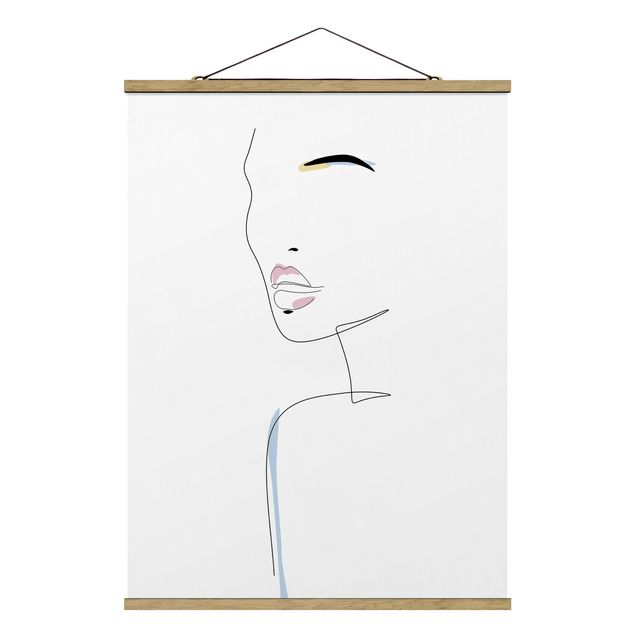 Tableau textile Line Art - Lips and Eyebrows