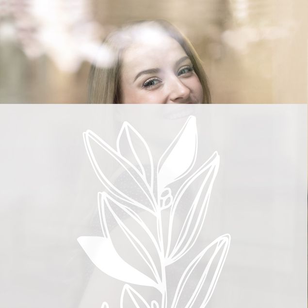 Film pour fenêtres - Line Art - Branch With Leaves