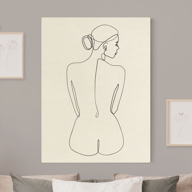 Tableau artistique Line Art Nude Back Black And White