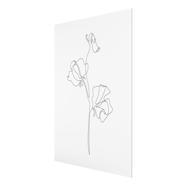 Tableaux en verre magnétique Line Art Flowers - Strawberry Plant