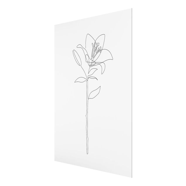 Tableaux en verre magnétique Line Art Flowers - Lily