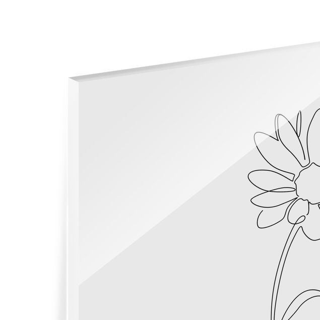Tableau en verre - Line Art Flowers - Marguerite