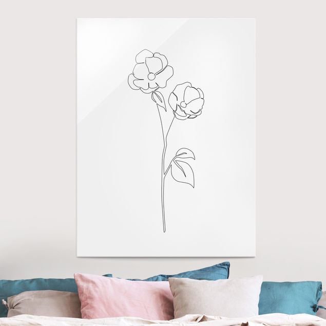 Tableaux en verre coquelicots Line Art Flowers - Poppy Flower