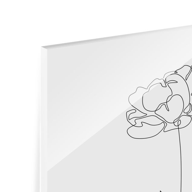 Tableaux en verre magnétique Line Art Flowers - Peony