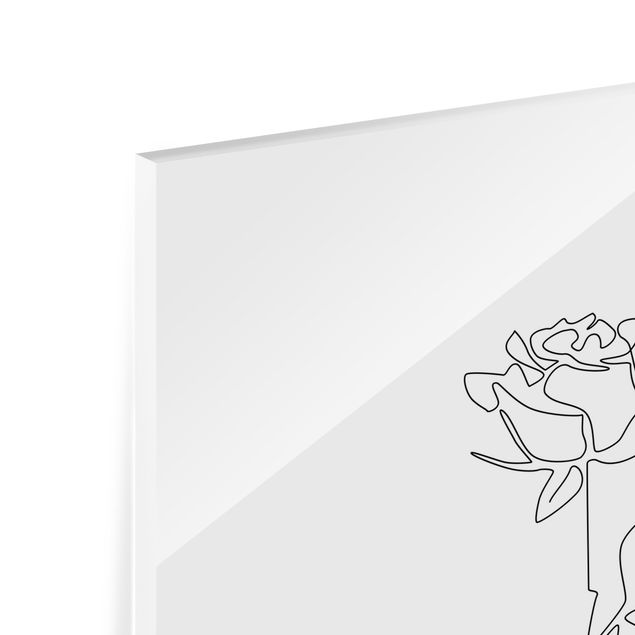 Tableaux en verre magnétique Line Art Flowers - Rose