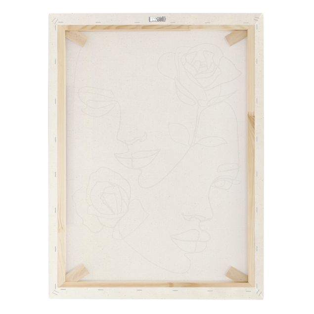 Tableau Line Art Line Art Visages Femmes Roses Noir et Blanc