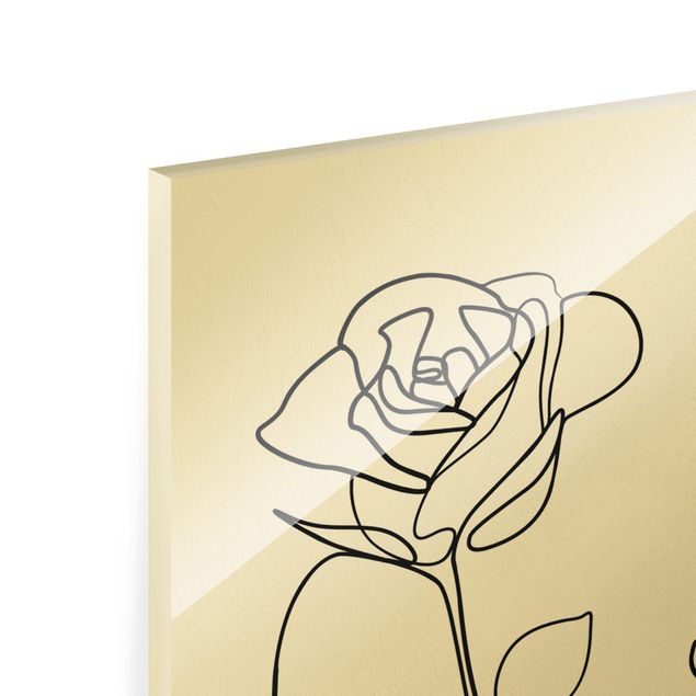 Tableau art abstrait Line Art Visages Femmes Roses Noir et Blanc