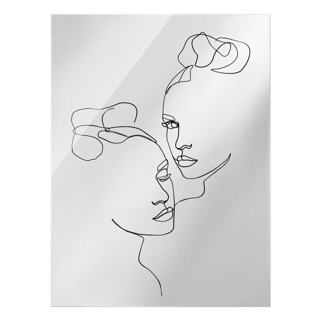 Tableaux moderne Line Art Visages Femmes Noirs et Blancs