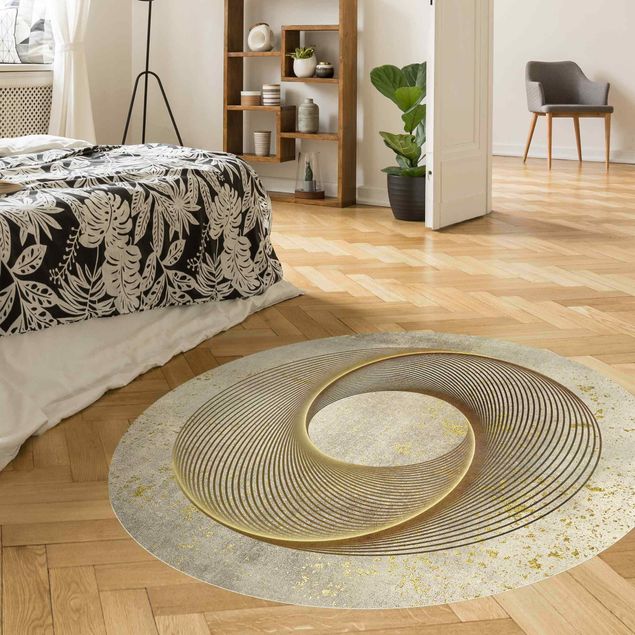 tapis doré Line Art Spirale Circulaire Or