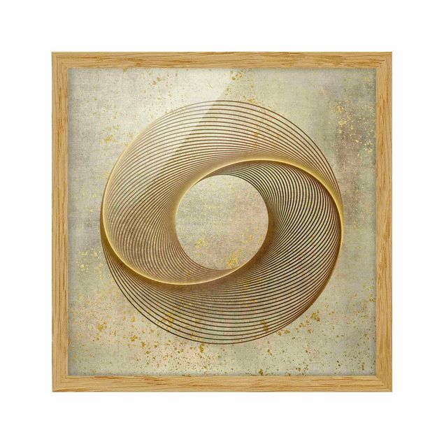 Tableaux de Andrea Haase Line Art Spirale Circulaire Or