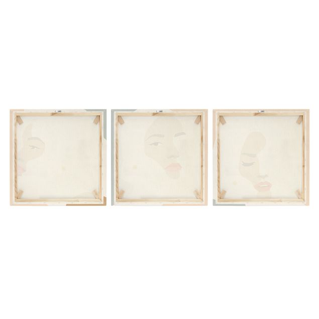 Impression sur toile - Line Art Portrait Women Pastel Set