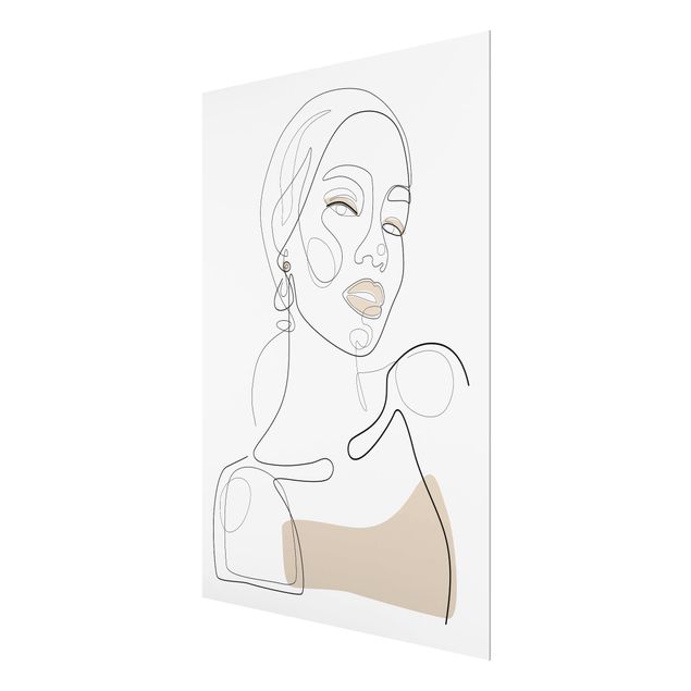 Tableau en verre - Line Art Portraits - Beige Lipstick