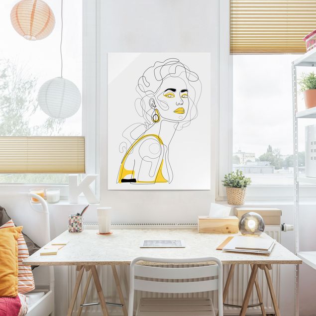 Tableaux jaunes Line Art Portraits - Lemon Lipstick