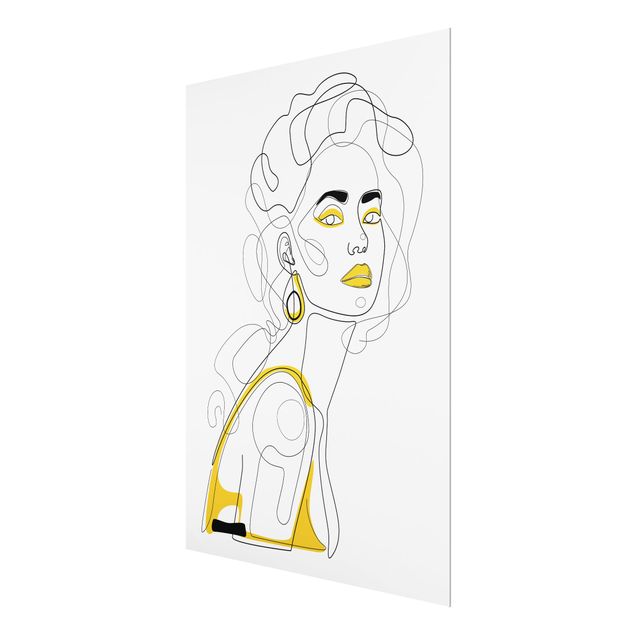 Tableau en verre - Line Art Portraits - Lemon Lipstick