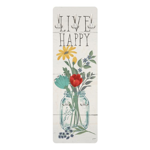 Patère porte manteaux Live Happy - Flower vase on wood