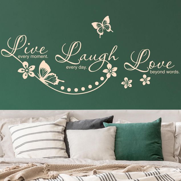 Sticker mural - Live Laugh Love Flowers & Butterflies